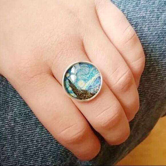 THE STARRY NIGHT Van Gogh Artisan Adjustable Ring - Picture 2 of 2